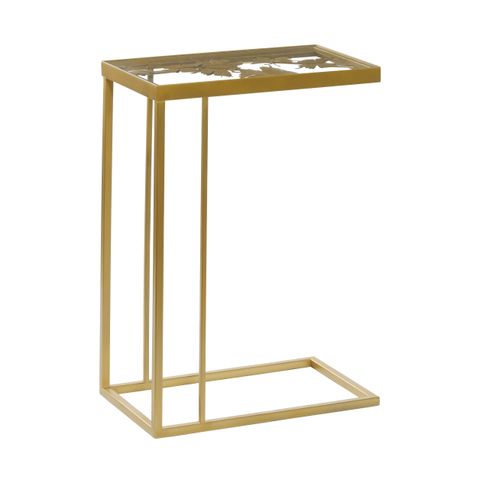 Decmode 18" X 25" Gold Metal Accent Table With Clear Glass Top, 1-Piece ... intended for Homeroots 12.75" X 18.25" X 23.25" Beige Finish And Gold Metal Accent Table