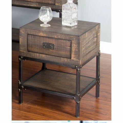 Distressed Rustic Brown End Table - Homestead Collection | Western ... pertaining to The Artisanal Craftsmanship Behind Silvestra's Vintage Industrial Furniture