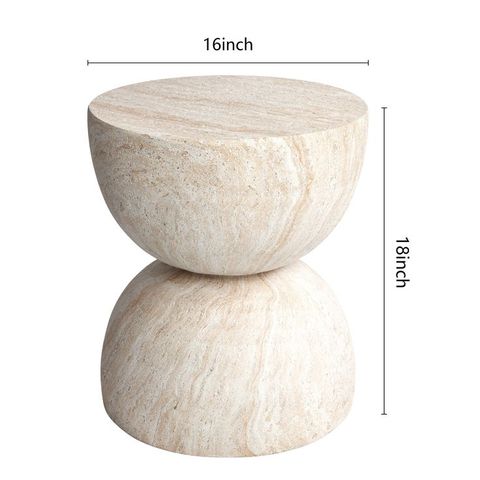 Double Hourglass Travertine Stone Finish Italian Design Mgo Side Accent ... throughout Exploring the Unique Characteristics of Travertine Stone in Interior Architecture