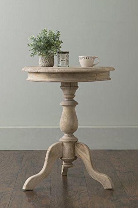 East At Main Blackford Brown Rubber Wood Round Accent Table, (19.75X19 ... throughout How natural wood and gold iron elements come together in East at Main's 19-inch round accent table