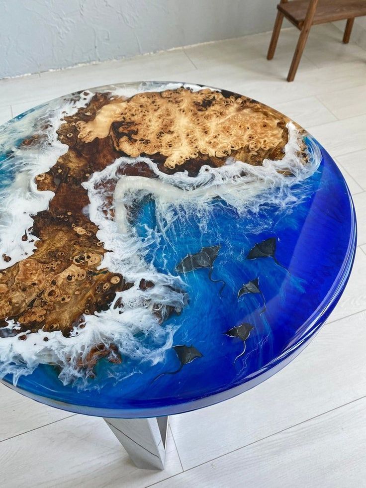 Fantastic Epoxy Resin Round Table Design 2022 | Epoxy Resin Art ... for Modern Spiral Wavy Round Table, Epoxy Resin &amp; Wood, Orange