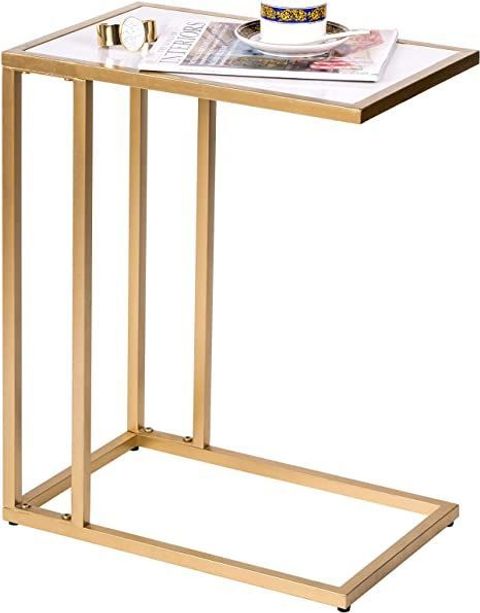 Fuin Real Marble Metal Gold C Shaped Side Table with The Art of Minimalist Design in Contemporary Furniture