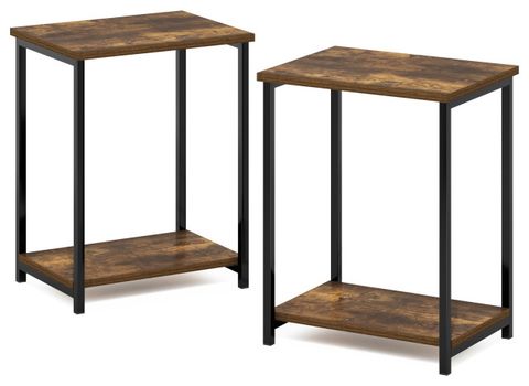 Furinno Simplistic Industrial Metal Frame End Table 2-Pack Amber Pine ... throughout Real-World Testing of Furinno's Simplistic Metal Frame Furniture Design