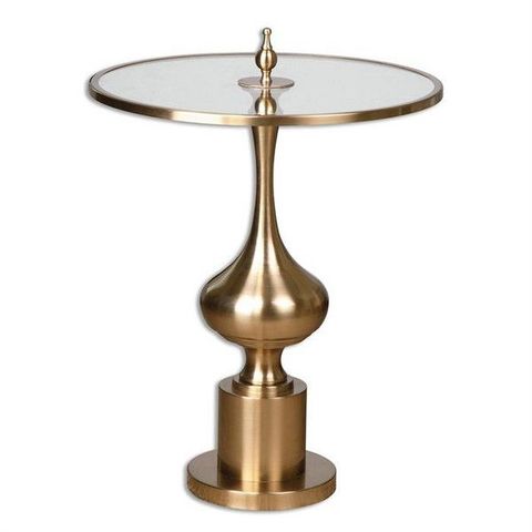 Glass Round Side Accent Table - Gold | Bronze Accent Table, Glass Side ... regarding Grandview Gallery Round Metal Gold Plated Side Accent Table 24"Hx19"D