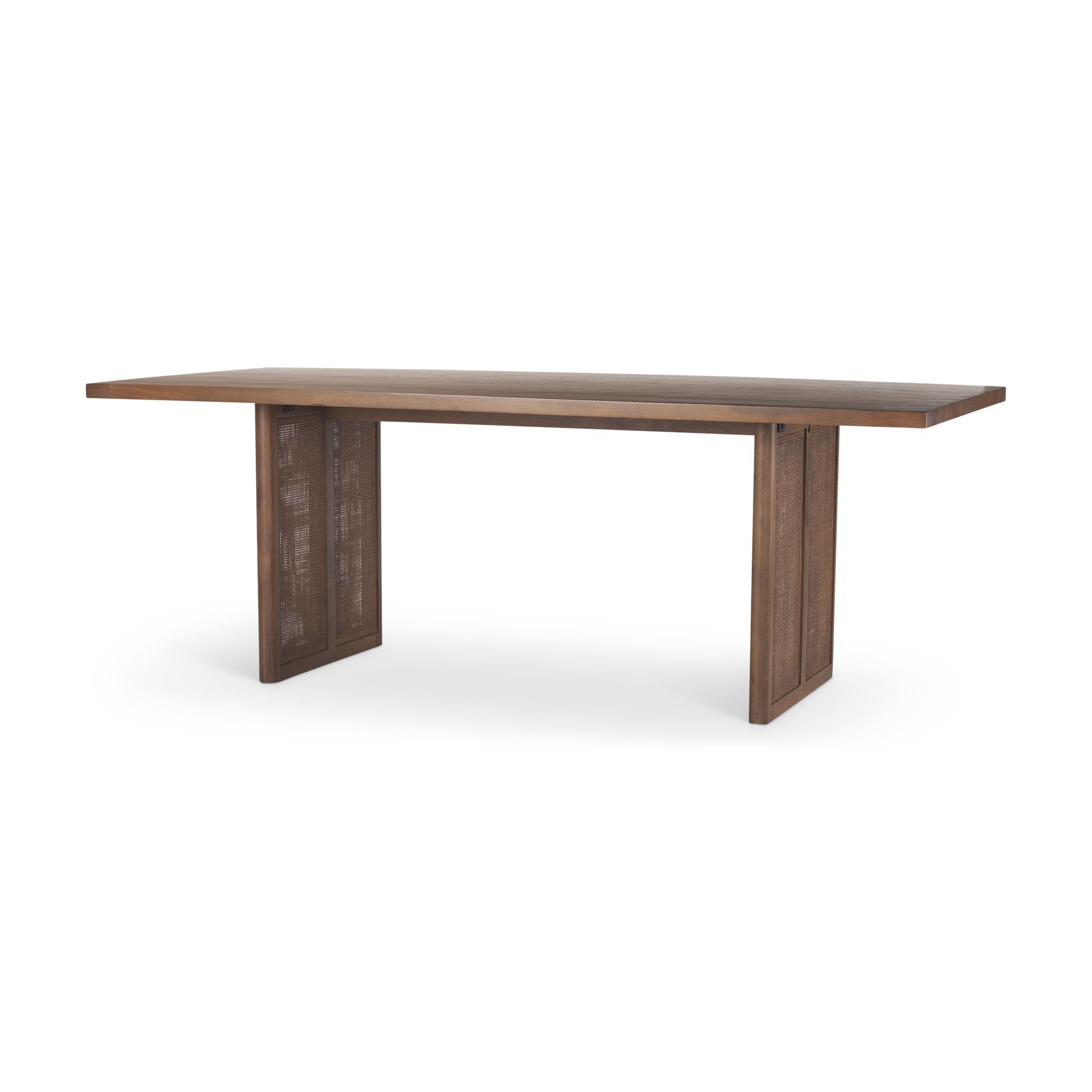 Grier Dining Table inside Grier 19.0Lx19.0Wx21.0H Medium Brown Wood And Cane Accent Table