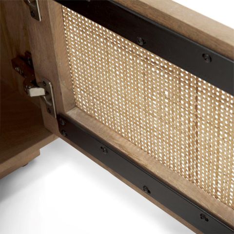 Grier Light Brown Wood With Cane Accent Table By Mercana | 1Stopbedrooms inside Grier 19.0Lx19.0Wx21.0H Medium Brown Wood And Cane Accent Table