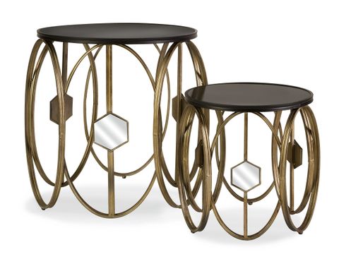 Hexicomb Accent Tables, Set Of 2 with regard to John Paul Solid Wood W/Glass Top Round Accent Tables (Set Of 2)