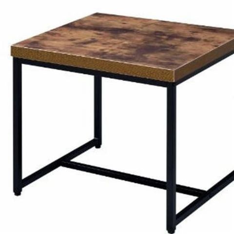 Hivvago 19 Inch Black And Brown Oak Manufactured Wood And Metal End ... pertaining to Leisuremod Hazelton End Table Manufactured Wood Top And Steel Base, Black