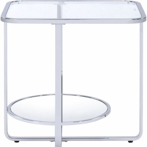 Hivvago 24 Inch Chrome And Clear Glass Rectangular End Table, 24 Inches ... with regard to 24" Chrome Manufactured Wood And Iron Rectangular End Table