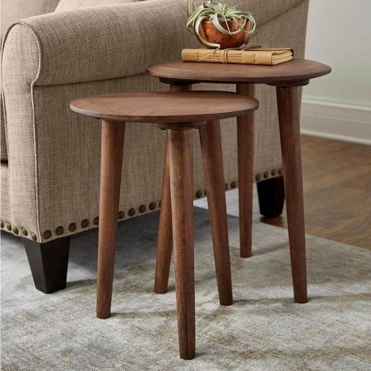 Home Decorators Collection Haze Brown Finish Wood Accent Tables (Set Of ... pertaining to Exploring the durability and aesthetic appeal of wooden tables with glass tops