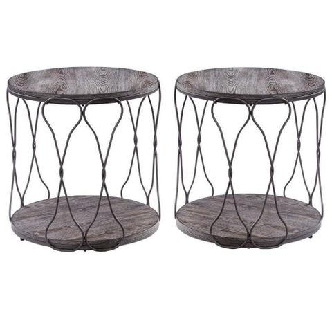 Home Square Haverford Wood 1-Shelf End Table In Weathered Gray - Set Of ... inside Maximizing Small Space Potential with Smart Storage Solutions