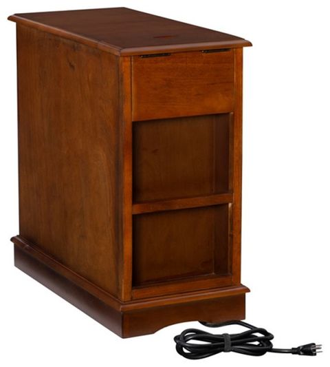 Home Square Wood Accent Table With Usb In Hazelnut Brown - Set Of 2 ... with regard to Consumer Insights into the Growing Demand for Smart Storage Furniture in Residential Settings