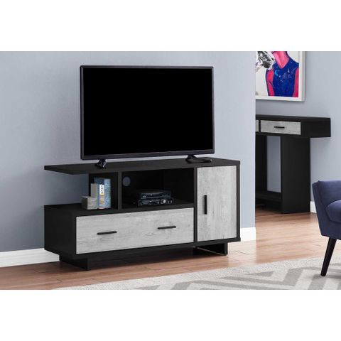 Homeroots 23.75" Black And Grey Particle Board Laminate And Mdf Tv ... throughout Understanding the Durability and Design of HomeRoots Accent Tables