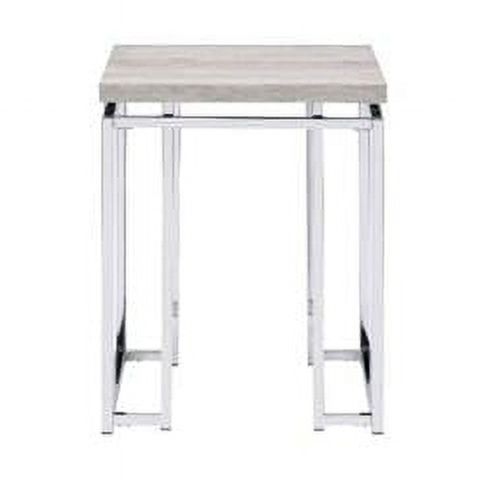Homeroots 486390 24 X 19 X 19 In. Chrome & Natural Oak Manufactured ... with regard to How HomeRoots 32 inch Particle Board and Chrome Metal Tables Fit Modern Living Spaces