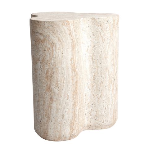 Ivy Bronx Clover Travertine Stone Finish Italian Design Mgo Side Accent ... intended for Hexagonal Travertine Stone Finish Italian Design Mgo Side Accent Table