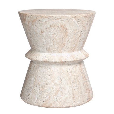 Ivy Bronx Hourglass Travertine Stone Finish Italian Design Mgo Side ... throughout Hexagonal Travertine Stone Finish Italian Design Mgo Side Accent Table