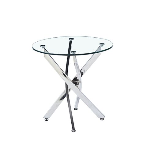 Ivy Bronx Modern Round Tempered Glass End Table With Chrome Legs 0.39 ... regarding Material matters why tempered glass dominates modern furniture trends