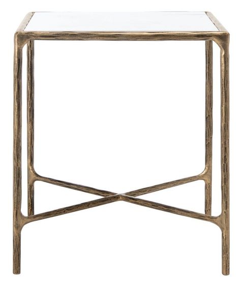 Jessa Forged Metal Square End Table - Brass/White - Safavieh Couture ... inside Safavieh Couture Jessa Forged Metal Square End Table, Brass
