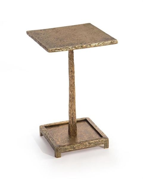 John-Richard - 20"H X 12"W X 12"D Textured Antique Brass Martini Table with regard to Blackpool Reclaimed Elm & Brushed Steel Martini End Table