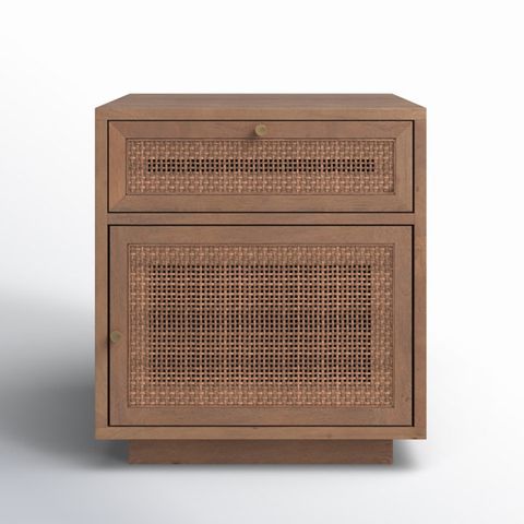 Joss & Main Cinna 19.0L X 19.0W X 21.0H Light Brown Wood And Cane ... in Grier 19.0Lx19.0Wx21.0H Medium Brown Wood And Cane Accent Table