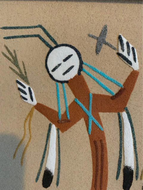 Large Framed Original Navajo Native Sand Painting ,Southwest Wall Art ... regarding Exploring Navajo Red's Rich History in Interior Design