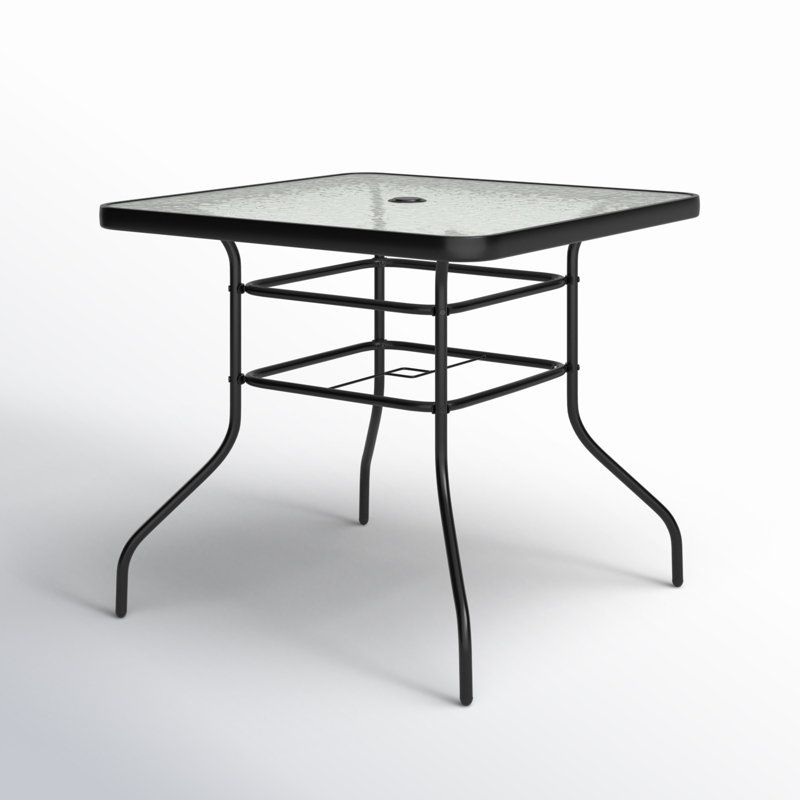 Lark Manor Aliyahna 32&#039;&#039; Patio Square Table Tempered Glass Steel Frame ... inside Creating functional dining areas with steel frame square table designs