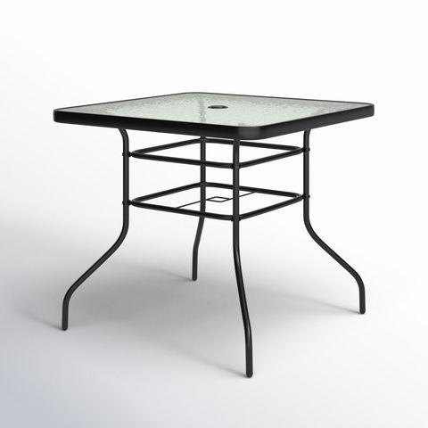 Lark Manor Aliyahna 32'' Patio Square Table Tempered Glass Steel Frame ... inside Creating functional dining areas with steel frame square table designs