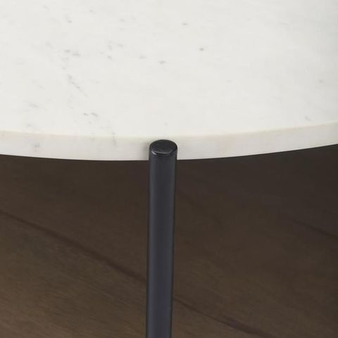 Larkin 42" Round Two-Tier White Marble Top And Solid Wood Shelf W ... within Bombola White Marble W/Black Metal Frame Round Accent Table, Large