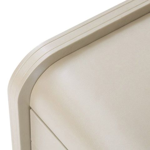 Leda Side Table Champagne Leatherette Finish Polished Stainless Steel ... regarding Modern Vetro Side Table White Leatherette Finish Stainless Steel Base