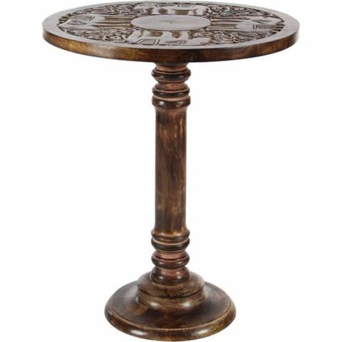 Leeds & Co 21 H X 17 W Brown Mango Wood Traditional Accent Table, 1 ... intended for How round top side tables enhance living room aesthetics