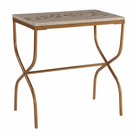 Linon Alexa Capiz Fish Mosaic Metal Leg Fully Assembled Accent Table In ... for The Allure of Gold and Cream in Contemporary Table Design