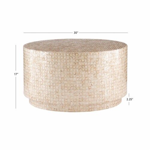 Linon Maui Wood Capiz Mosaic Coffee Table In Gold, 1 - Kroger regarding Linon Paola Capiz Shell Fish Mosaic Iron C-Frame Accent Table In Gold/Cream