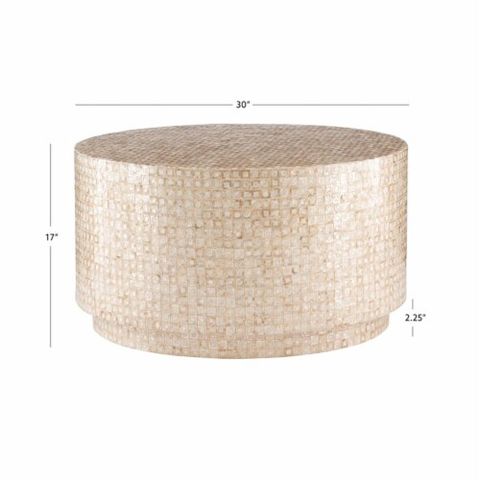 Linon Maui Wood Capiz Mosaic Coffee Table In Gold, 1 - Kroger regarding Linon Paola Capiz Shell Fish Mosaic Iron C-Frame Accent Table In Gold/Cream