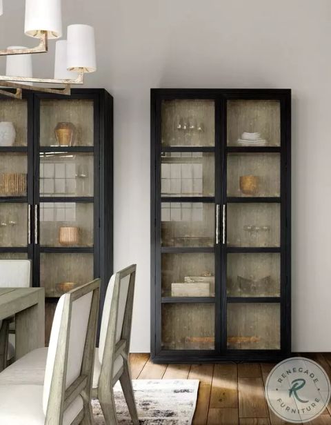 Linville Falls Charred Black Shou Sugi Ban Curio Cabinet From Hooker ... with regard to Struggling With Shou Sugi Ban Curio Cabinets? Here's What's Actually Wrong