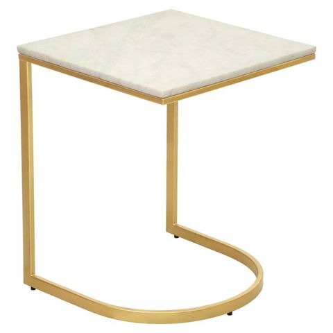 Lorelie Accent Table, White/Gold - Contemporary - Side Tables And End ... in The Artisanal Craftsmanship Behind Baldwin Rectangular Marble Top Side Table White and Gold
