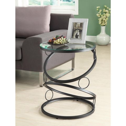 Matte Black Metal Accent Table With Tempered Glass - 14344293 ... throughout Samantha (Small) Black Metal Frame W/ Mirror Top Round Accent Table