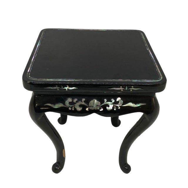 Mid 20Th Century Asian Black Lacquer Wood Four Leg Plant Vase Stand ... with Mastering the Techniques of Black Lacquer Wood Artistry