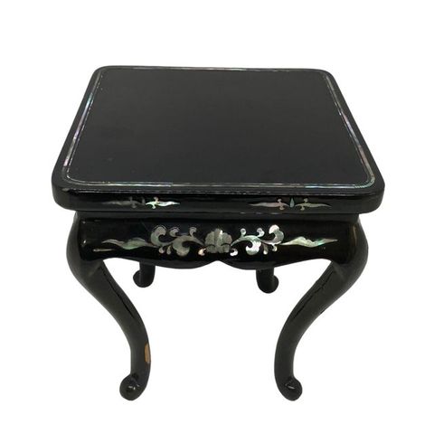 Mid 20Th Century Asian Black Lacquer Wood Four Leg Plant Vase Stand ... with Mastering the Techniques of Black Lacquer Wood Artistry