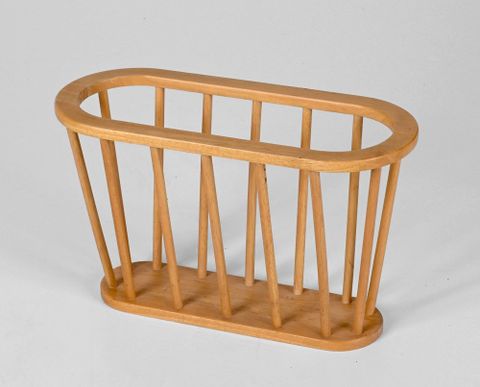 Mid-Century Danish Modern Oval Oak Magazine Rack, 1970S For Sale At Pamono regarding Amish Made Oak Oval-Top Oak Magazine Rack, Michael's Cherry Stain
