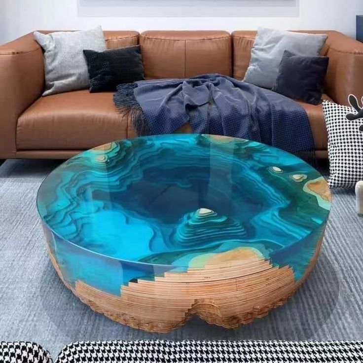 Modern Epoxy Resin Round Tables Designs Epoxy Resin Art Epoxy Resin ... pertaining to Modern Spiral Wavy Round Table, Epoxy Resin &amp; Wood, Orange