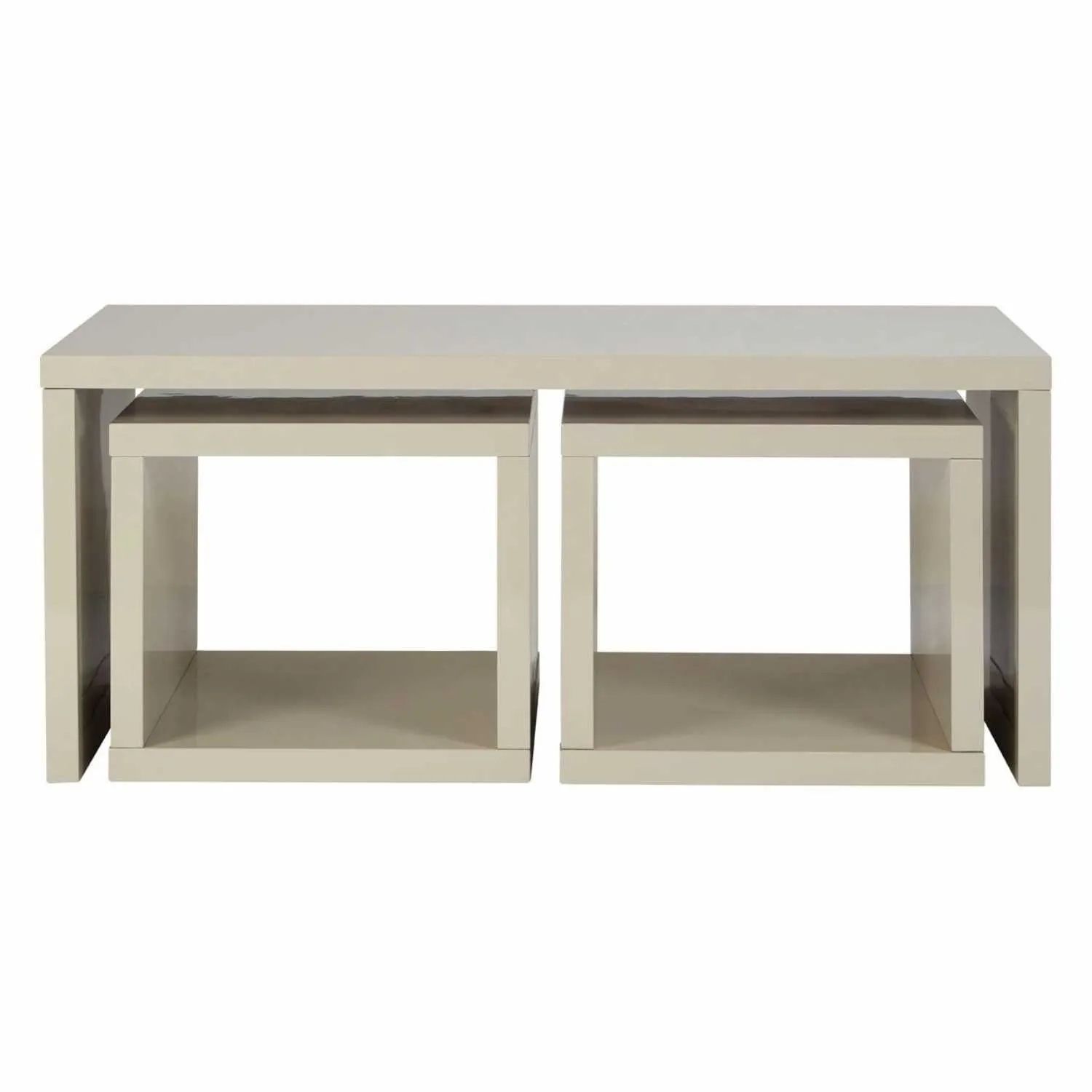 Modern Light Grey High Gloss Coffee Table With 2 Under Tables - Home Living for How Light Grey Finishes Enhance Interior Design Aesthetics