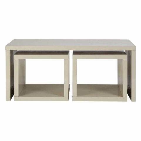 Modern Light Grey High Gloss Coffee Table With 2 Under Tables - Home Living for How Light Grey Finishes Enhance Interior Design Aesthetics