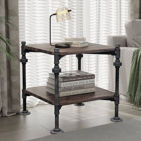 Nelson Rectangle Industrial Modern Rustic End Table By throughout Silvestra Vintage Industrial Modern Rustic End Table, Brown