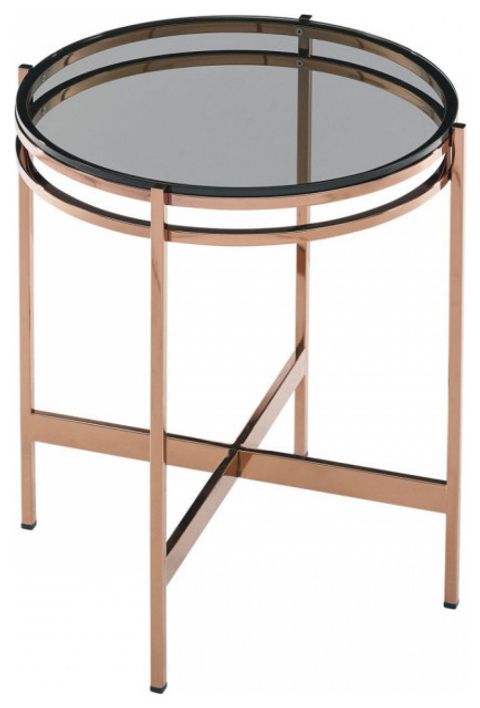 Nikky Modern Smoked Glass And Rosegold Small End Table - Contemporary ... in Why This End Table Took Me 3 Attempts to Get Right (The Modrest Reklaw Lesson)