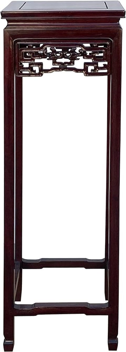 Oriental Plant Stand Tables Table B. Marble Top Victorian Chinese regarding Oriental Square Red Brown Mahogany Stain Plant Stand Pedestal Table Hws1628