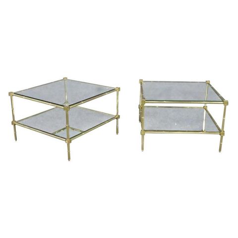 Pair Of Faux Bamboo Brass Bagues Style Glass Top End Tables Circa 1970 ... intended for Understanding the Artistry Behind Faux Shagreen Tray Tables