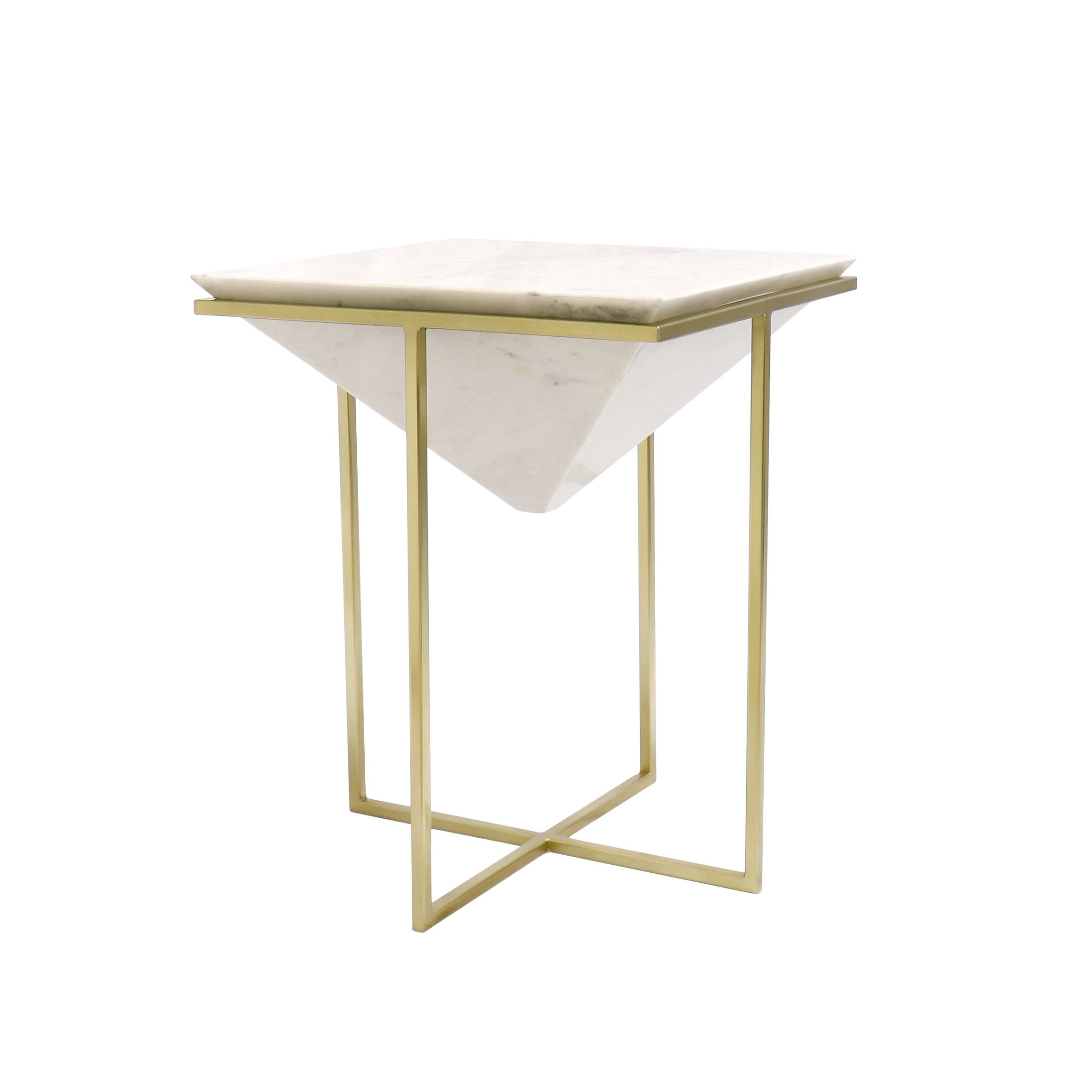Pasargad Home Perama Side Table, Stainless Steel Frame With Marble Top ... in Pasargad Home Perama Marble And Stainless Steel Side Table