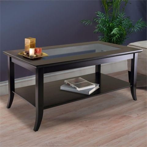 Pemberly Row Rectangular Transitional Solid Wood Coffee Table In Dark ... in Pemberly Row Transitional Solid Wood End Table In Rich Espresso