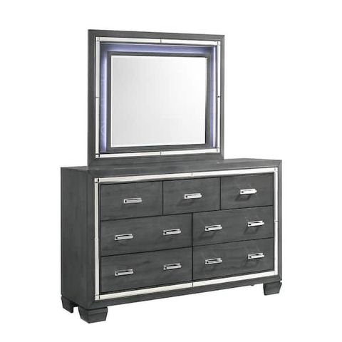 Picket House Furnishings Kenzie 7-Drawer Gray Dresser With Mirror ... with regard to Understanding the Classic Appeal of White Dresser Sets