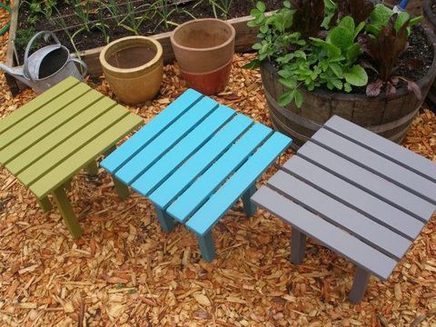 Pinewood Side Tables / End Tables 18X18X16 10 Colors Available Colorful ... within Urban Collection Pine Wood End Table For Indoor / Outdoor, Sky Blue